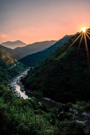 Sapa sunset over stream